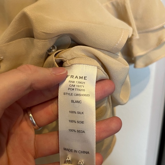 Frame silk ruffle sleeve blouse top Medium M white - Picture 3 of 6